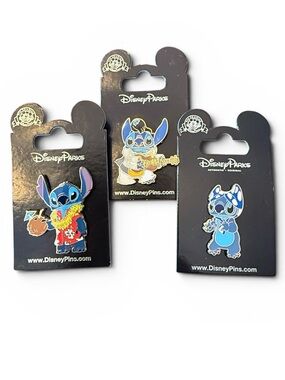 Disney Stitch Pin Bundle 3pc Elvis Luau Headscarf NEW 2003-2008